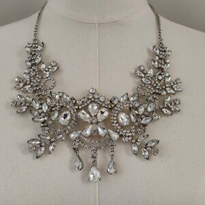 Silver Tone Rhinestone Necklace Headpiece Costume Jewlery
